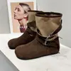 Botines retro de lona y piel suave para mujer, nueva colección otoño/invierno 2026, con tacón oculto, suela suave, detalle de hebilla y diseño estilo Western, corte bootcut