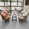Tienda de Té de Leche Retro Combinación de Mesa y Silla de Madera Maciza B&B Hotel Cabina Café Sofá Recepción Negociación Recepción Ocio