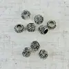 Cuentas Sueltas Ovaladas con Agujero Grande Florales Vintage, Cuerda Trenzada para Pulsera Estilo Pan, Cuentas Separadoras de Plata del Tíbet, Accesorios para Joyería DIY