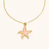 Moda Transfronteriza Europea y Americana Elegante Collar de Lujo Ligero Acero Inoxidable Chapado en Oro de 18 Quilates Colgante de Gota de Aceite Estrella de Mar Collar Dopamina