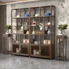 Vitrina de madera maciza, estante de almacenamiento de madera maciza estilo chino, decoración para oficina y sala de té, almacenamiento divisorio de madera de olmo, juego completo de vitrinas