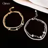 Pulsera Geométrico-Floral de Zirconia de Doble Capa Estilo Minimalista Europeo y Americano, Pulsera de Lujo Ligero de Gama Alta, Joyería de Mano Moderna, Sencilla y Exquisita