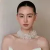 Colar de Pérolas Multicamadas Doce e Elegante para Mulheres, Joia Fashion e de Alto Padrão, Corrente Exagerada para Clavícula com um Design Estiloso