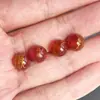 Ágata Natural Vermelha e Preta com Estampagem Dourada, Contas Soltas Wenchang F, Contas Redondas Sucesso em Lista Dourada, Acessórios para Joias DIY, Aproximadamente 8-14mm, Atacado