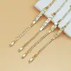 Pulsera de Cadena Figaro Chapada en Oro de 18 Quilates Estilo Europeo y Americano Transfronteriza, Pulsera Cubana con Placa de Identificación Grabada Vintage, Joyería Unisex