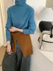 Suéter Base de Punto Canalé de Cuello Alto Estilo Coreano Nuevo Otoño e Invierno 2025 para Mujer, Suéter Interior Simple Versátil de Gama Alta de Moda