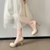 Zapatos de tacón alto estilo francés para mujer con tacones finos, plataforma, nuevo modelo de primavera 2026, delicados y adecuados para combinar con faldas, zapatos Mary Jane de un solo color