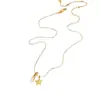Estilo casual europeo y americano dulce collar de perlas de agua dulce con estrella de mar lindo doble colgante con microincrustaciones de circón cadena para la clavícula llamativa femenina
