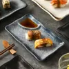 Prato de Sushi, Prato Cerâmico Doméstico para Batatas Fritas, Prato Retangular Criativo, Prato Estilo Japonês, Prato para Dumplings, Louça, Prato Grande para Lanches