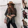 2026 Otoño/Invierno Nuevo Estilo Europeo y Americano Ropa de Mujer Transfronteriza Más Vendida Chaqueta Corta con Estampado de Doble Botonadura de Manga Larga