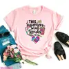 Camiseta Divertida para Mujer con Estampado de Letras de Enfermera Leopardo ECG Heal Lov