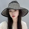 Nuevo Sombrero de Paja Plegable de Ala Ancha para Viaje Versátil Protección Solar Copa Vacía Sombrero de Sol de Verano para Mujer con Protección UV