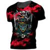 Camiseta Samurai Japonês Masculina Estilo Japonês Estampada Manga Curta Top Casual Retrô Camiseta Oversized Retrô Roupa Masculina