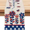 Camino de mesa impreso del Día de la Independencia Estadounidense Transfronterizo Ambiente de Día Nacional Mantel decorativo para mesa de comedor Mantel para sala de estar chimenea mueble de TV