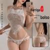 Roupa Íntima Sexy Estilo Barriga Renda Amarrar Plus Size Vento Puro Renda Perspectiva Pijama Peito Pequeno Traje Quente de Renda