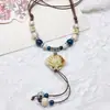 Colar de contas de cerâmica colorida Moda Retro Novo Estilo Chinês Personalidade Colar Longo Camada Dupla Colar Colar Avançado Atacado