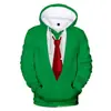 Moda Divertida Traje Falso Esmoquin Patrón de Lazo Sudadera Holgada para Hombre Estampado 3D Jersey Casual