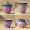 Taza de Té Pequeña Morada Degradada del Fabricante Taza de Té de Cerámica Conejo de Jade Tallado Pintado a Mano Taza Maestra Taza de Té Juego de Té Kung Fu de Gama Alta