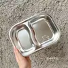Plato de Cena Infantil de Acero Inoxidable de Grado Alimenticio Guardería Hogar Lonchera para Bebé Plato de Cena de Acero Inoxidable Anticaídas Múltiples Compartimentos Venta al por Mayor