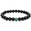 Pulsera de Deseo de Amazon Joyería de Exportación Europea y Americana Piedra Esmerilada Negra Mate de 8 mm Malaquita Pulsera de Pareja