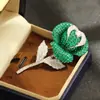 Broche de rosa con incrustaciones de piedras preciosas de alta resistencia para mujer, disponible en dos colores, lleno de diamantes, diseño de hojas y ramas, adecuado para trajes y banquetes, suministro al por mayor