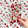 Adesivos Florais Realistas Rosa Vermelho Quente Transparentes Decoração de Planta Flor Material para Diário DIY Adesivos de PET à Prova d'Água