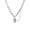 Collar de pedrería cuadrada con cuentas de craquelado de hielo para mujer, moda hip hop, joyería de moda, personalidad genial, diseño de nicho, accesorios ins