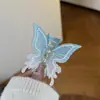 Novo Clipe de Acrílico Listrado de Borboleta Doce com Gradiente de Pérola para Cabelo na Parte de Trás da Cabeça