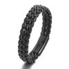 Pulsera tejida de cuero multicapa de alambre de acero mezclado retro de venta caliente transfronteriza para hombre, pulsera personalizada de acero de titanio, al por mayor en stock