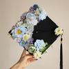 Kit DIY Chapéu de Formatura feito à mão, bolsa de materiais, grampo de flor de chapéu de formatura de estudante universitário, flor artificial, chapéu de mestre, foto de formatura, enviar para amigas