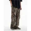 Pantalones Cargo Camuflados de Montaña para Hombre, Pantalones Anchos Rectos Holgados, Pantalones de Paracaidista Modernos Americanos para Commuter