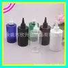 Botella plana de 250 ml con punta de aguja negra, Botella blanca de 250 ml con punta de aguja para apretar, Botella transparente con punta de aguja