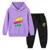 Nova coleção outono/inverno 2023 roupas infantis transfronteiriças conjunto de duas peças para bebê com capuz, suéter e calça, algodão, manga longa