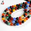 Cuentas Redondas de Ágata Natural Multicolor de Cristal Kankan, Cuentas Sueltas de Ágata de Colores, Tiras Largas de Ágata Semiacabadas para Joyería Hecha a Mano DIY