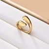 Anillo de acero inoxidable con forma de gota de aceite de acero inoxidable transfronterizo de Europa y Estados Unidos, apertura con viento frío simple, anillo de acero de titanio que no se desvanece a presión de aceite.