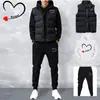Comercio Exterior Transfronterizo Conjunto de Tres Piezas Sudadera Chaleco para Hombre y Mujer con Forro Polar y Estampado de Corazón Traje Deportivo con Capucha Casual