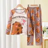 Pijama infantil al por mayor de primavera y otoño del Sudeste Asiático para niños y niñas, bebé de manga larga para el hogar, conjunto de ropa fina de verano para aire acondicionado