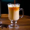 Taza de Vidrio Creativa Estilo Irlandés con Asa para Bebidas Frías, Jugos, Postres, Helados, Vaso Espeso