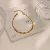 Pulseira de Aço Inoxidável da Moda Mais Vendida na Amazon Transfronteiriça, Banhada a Ouro 18K, Joias de Aço Titânio Não Desbotáveis, Acessórios de Alto Padrão