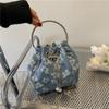 Xiaorui Bolsillo Dorado Nueva Moda Textil 2022 Bolso Cubo Bolso Pequeño Portátil Bolso de Mujer Estilo Occidental Bolso de Hombro de Verano