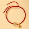 Pulsera de Felicidad, Riqueza, Paz y Fortuna con Hilo Rojo, Pulsera Tejida de Imitación de Calabaza Jade Hetian, Regalo para la Mejor Amiga del Año Zodiacal