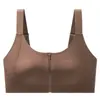 Sutiã com Fechamento Frontal de Zíper para Mulheres com Seios Grandes, Minimiza a Aparência, Sem Aro, Confortável, Leve, Taças com Orelhas de Coelho, Respirável, Sutiã Sem Costura, Estilo Fino de Verão