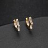 Jiexing joias 14K ouro distinto Fivela de orelha redonda brincos de ano novo com brincos de zircão cobre ouro chapeado Ear Buckle para Mulheres