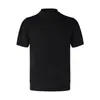 Camiseta de punto Jacquard transpirable CsmySlight Vogue de lana ligera, cuello medio, manga corta para hombre