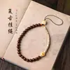 Cordão de Celular com Contas Feito à Mão Sândalo Roxo Estrela Lua Bodhi Novo Estilo Chinês Gato da Fortuna Queimado Corda de Pulso Portátil para Mão Ornamentos de Cordão Cultural
