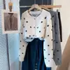 Cardigã de tricô com bolinhas, estilo coreano, de caimento solto, macio e confortável, uma peça de outer wear da moda para mulheres, nova coleção primavera/outono 2026