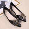 Sapatilhas Femininas Estilo Chanel 2025 Nova Versão Coreana Bico Fino Fivela Decorativa de Metal Mules Femininas Rasteirinhas