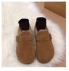 Zapatos Birkenth con forro polar y todo incluido para mujer, invierno 2024, nuevos zapatos retro sin cordones de algodón Maomao, botas de nieve cálidas y gruesas.