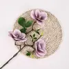 3 Flores Artificiais de Magnólia de Chá para Decoração de Café, Flores de Seda para Cenários Populares de Fotos, Flores Artificiais para Arranjo de Mesa de Jantar em Casa