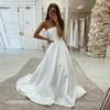 Comercio Exterior Europeo y Americano Amazon AliExpress wish estación independiente nuevo top tubo satín simple largo adelgazante vestido de novia
